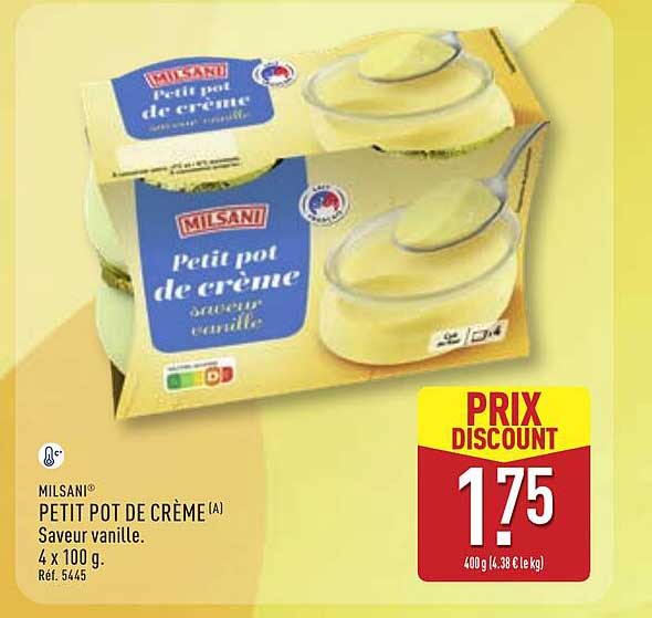 MILSANI Petit pot de crème Saveur vanille. 4 x 100 g. Réf. 5445