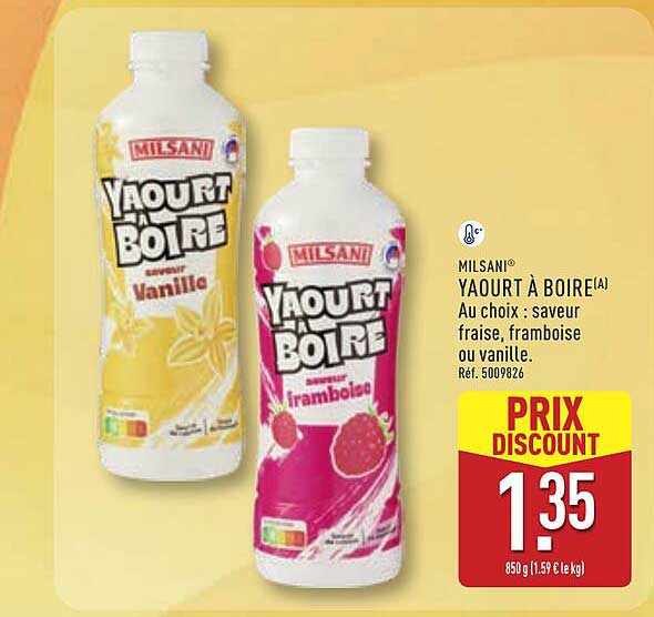 MILSANI® YAOURT À BOIRE(A) Au choix : saveur fraise, framboise ou vanille.