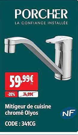 Mitigeur de cuisine chromé Olyos