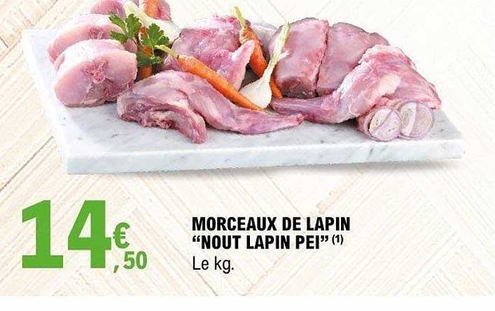 MORCEAUX DE LAPIN "NOUT LAPIN PEI" (1) Le kg.