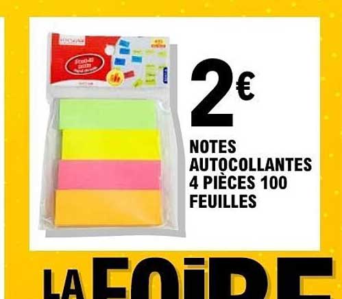 NOTES AUTOCCOLLANTES 4 PIECES 100 FEUILLES