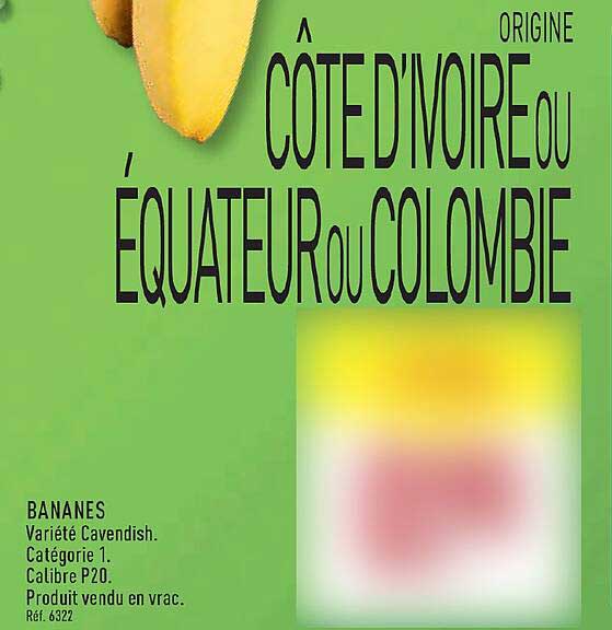 ORIGINE CÔTE D’IVOIRE OU ÉQUATEUR OU COLOMBIE