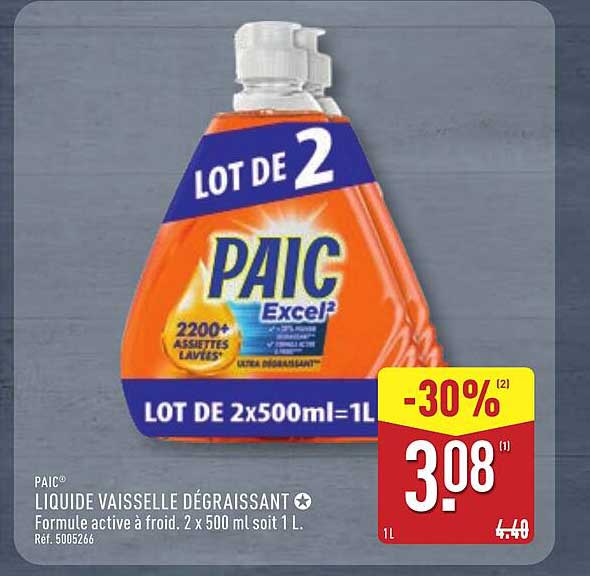 PAIC LIQUIDE VAISSELLE DÉGRAISSANT
