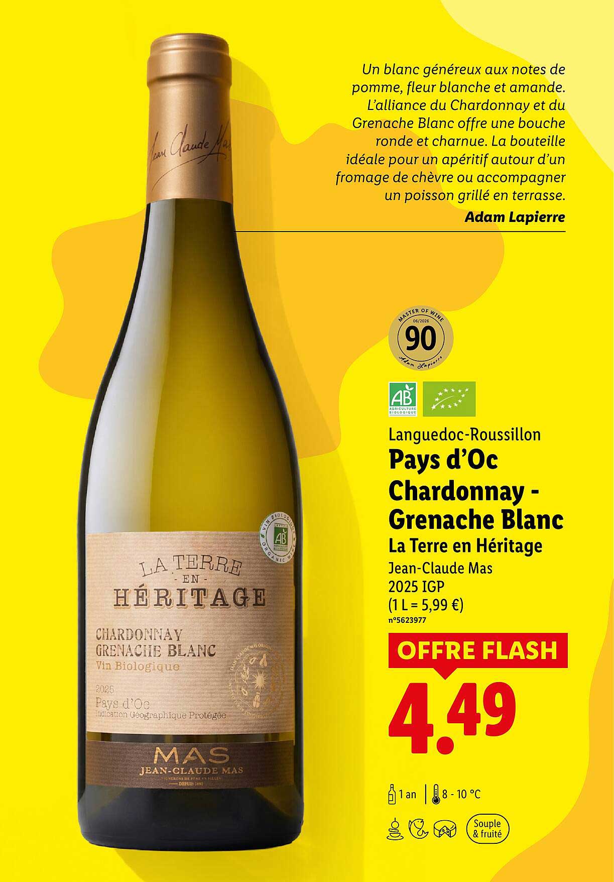 Pays d’Oc Chardonnay - Grenache Blanc La Terre en Héritage