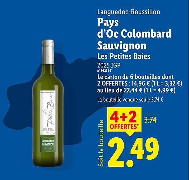 Pays d’Oc Colombard Sauvignon Les Petites Baies 2025 IGP