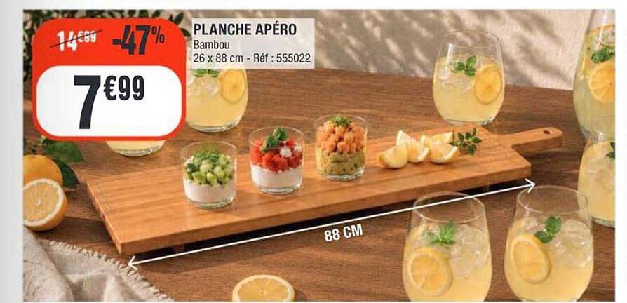 PLANCHE APÉRO Bambou 26 x 88 cm - Réf : 555022