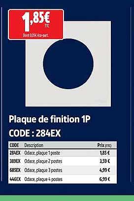 Plaque de finition 1P