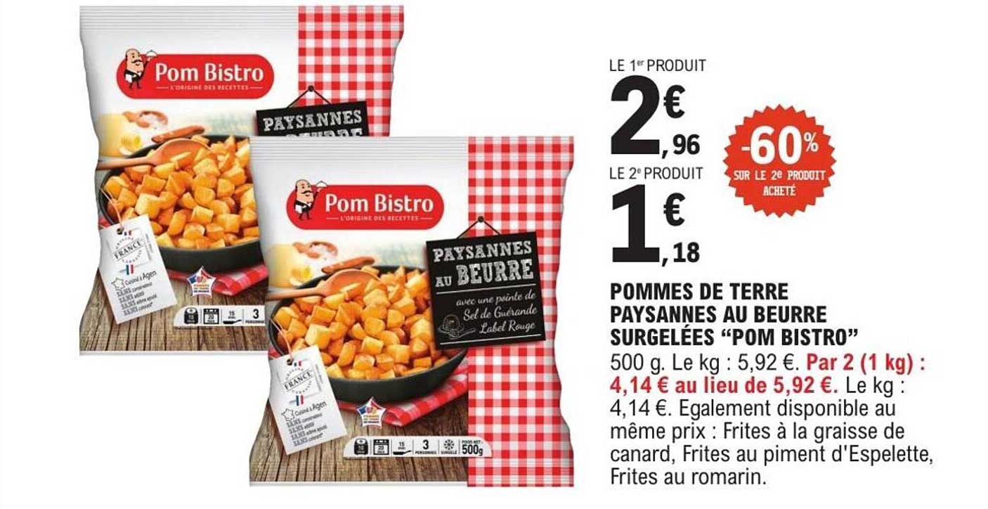 POMMES DE TERRE PAYSANNES AU BEURRE SURGELÉES “POM BISTRO”