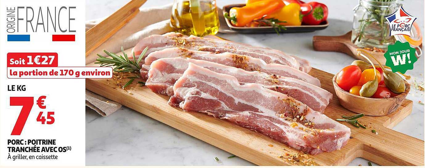 PORC : POITRINE TRANCHÉE AVEC OS(1)