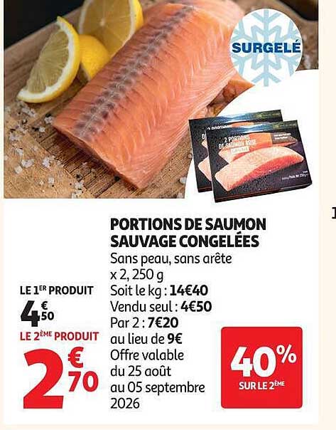 PORTIONS DE SAUMON SAUVAGE CONGELÉES