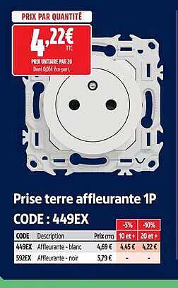 Prise terre affleurante 1P CODE : 449EX