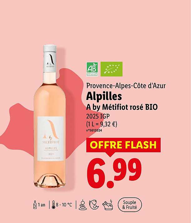 Provence-Alpes-Côte d’Azur Alpilles A by Métifiot rosé BIO 2025 IGP