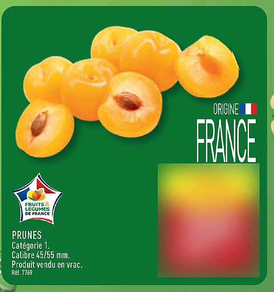 PRUNES Catégorie 1. Calibre 45/55 mm. Produit vendu en vrac. Ref. 7769