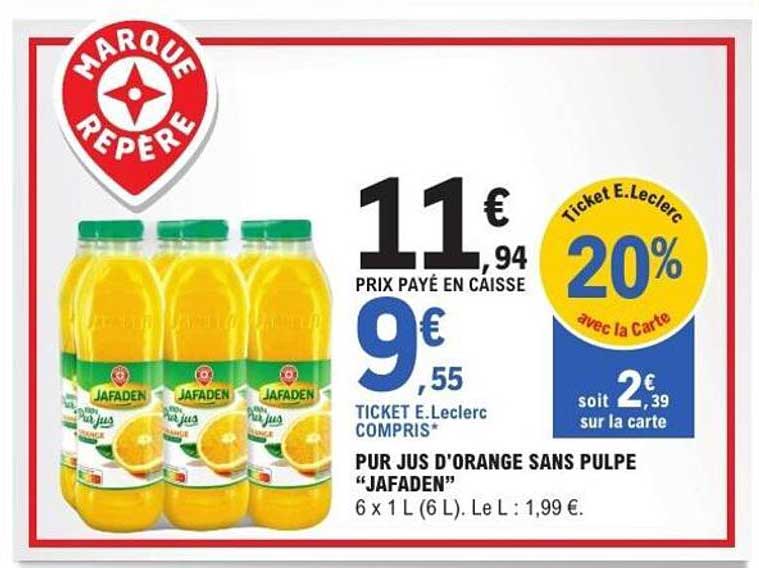PUR JUS D'ORANGE SANS PULPE "JAFADEN"