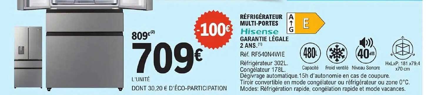 RÉFRIGÉRATEUR MULTI-PORTES Hisense