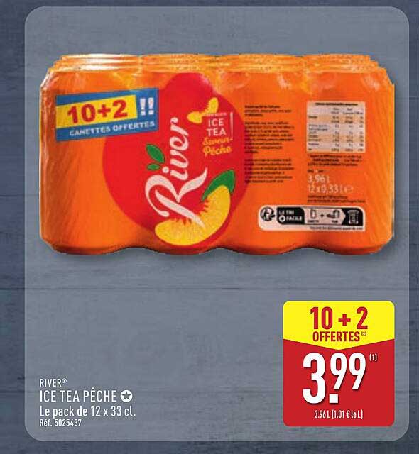 RIVER ICE TEA PÊCHE Le pack de 12 x 33 cl.