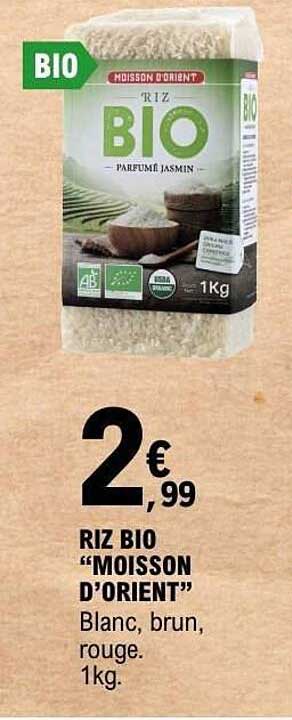 RIZ BIO “MOISSON D’ORIENT” Blanc, brun, rouge. 1kg.
