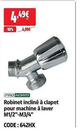 Robinet incliné à clapet pour machine à laver M1/2"-M3/4"