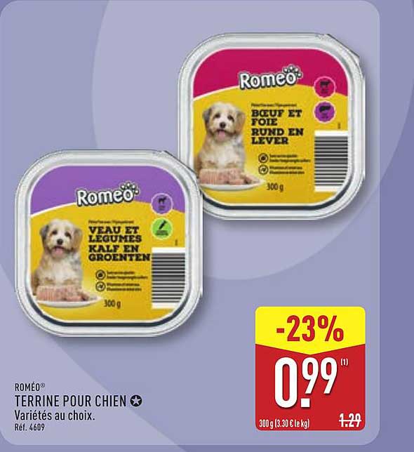 ROMEO® TERRINE POUR CHIEN Variétés au choix.