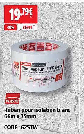 Ruban pour isolation blanc 66m x 75mm