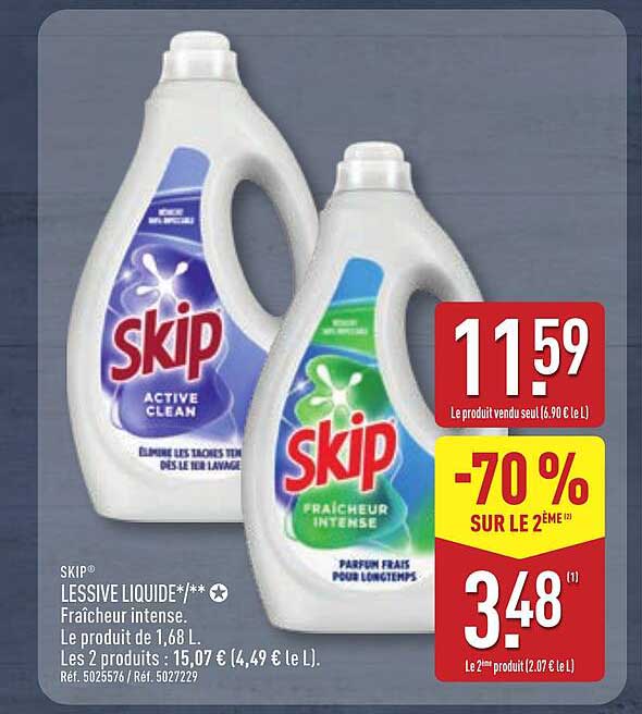 SKIP® LESSIVE LIQUIDE/** Fraîcheur intense.