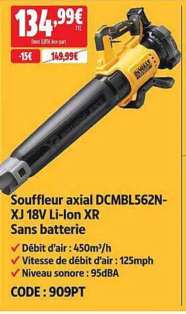 Souffleur axial DCMBL562N-XJ 18V Li-ion XR Sans batterie