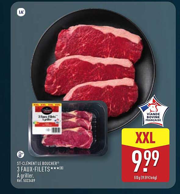 ST-CLÉMENT LE BOUCHER® 3 FAUX-FILETS*** (B) À griller.