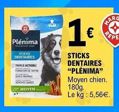 STICKS DENTAIRES "PLÉNIMA" Moyen chien. 180g.