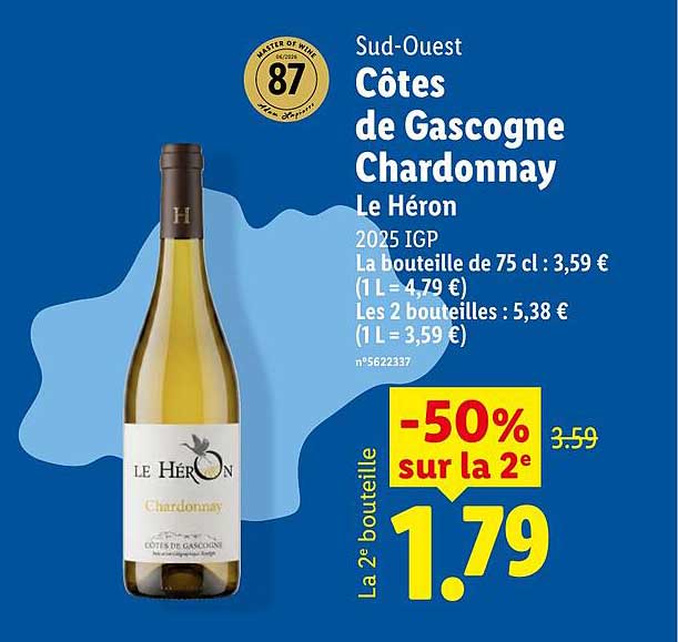 Sud-Ouest Côtes de Gascogne Chardonnay Le Héron