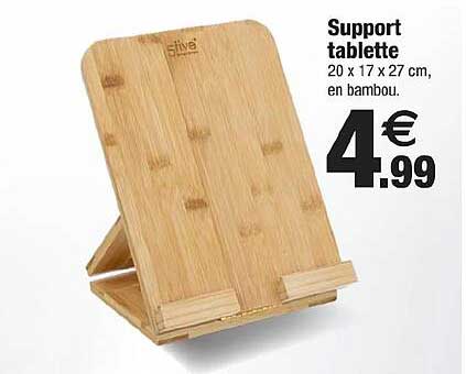 Support tablette 20 x 17 x 27 cm, en bambou.