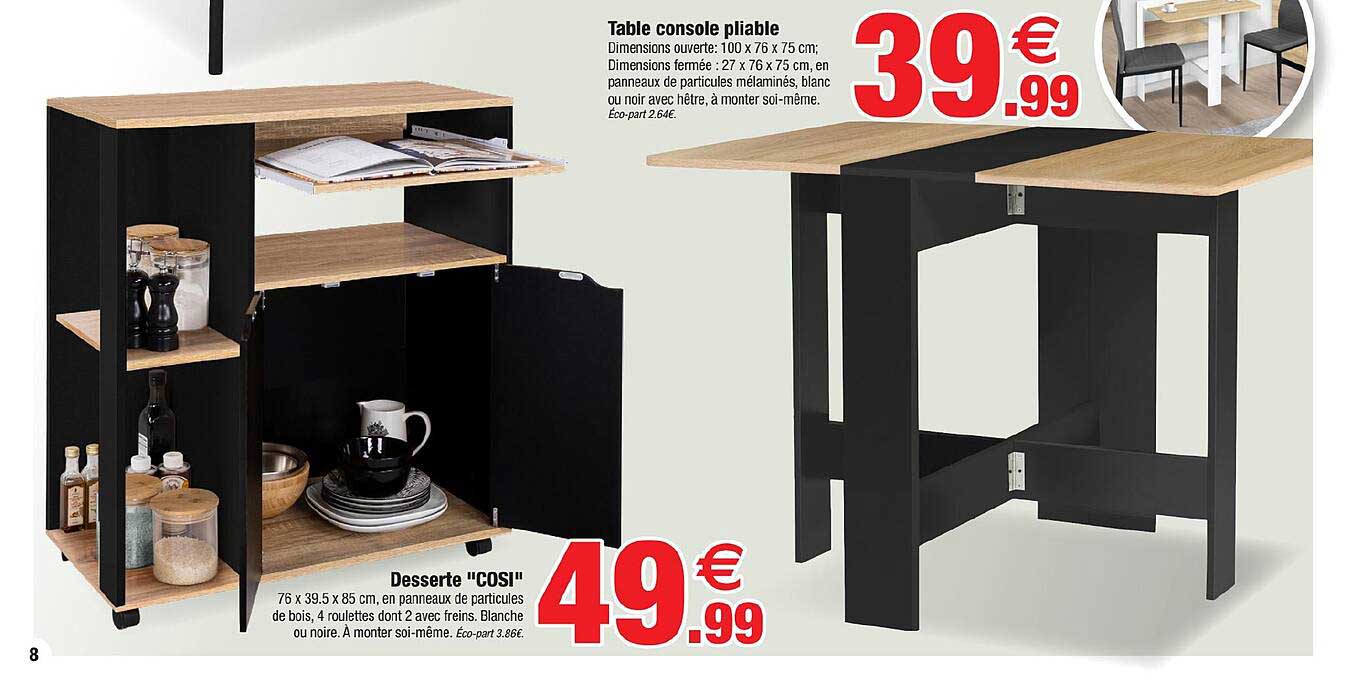 Table console pliante