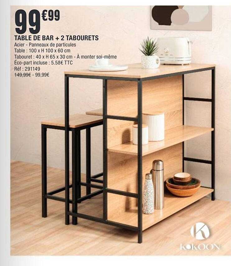 TABLE DE BAR + 2 TABOURETS