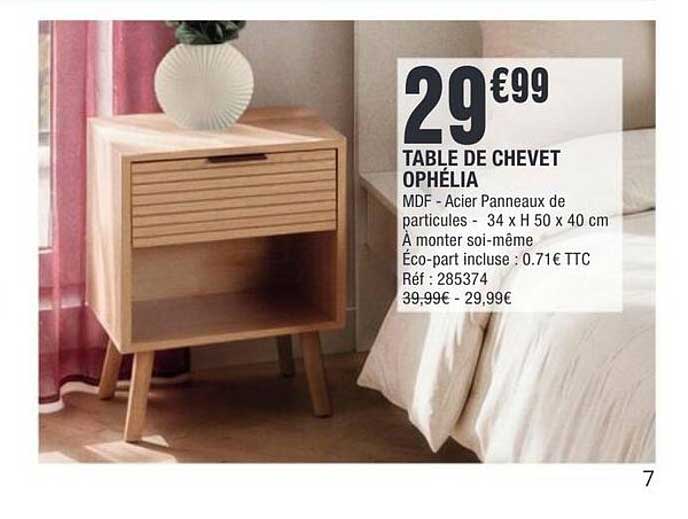 TABLE DE CHEVET OPHÉLIA