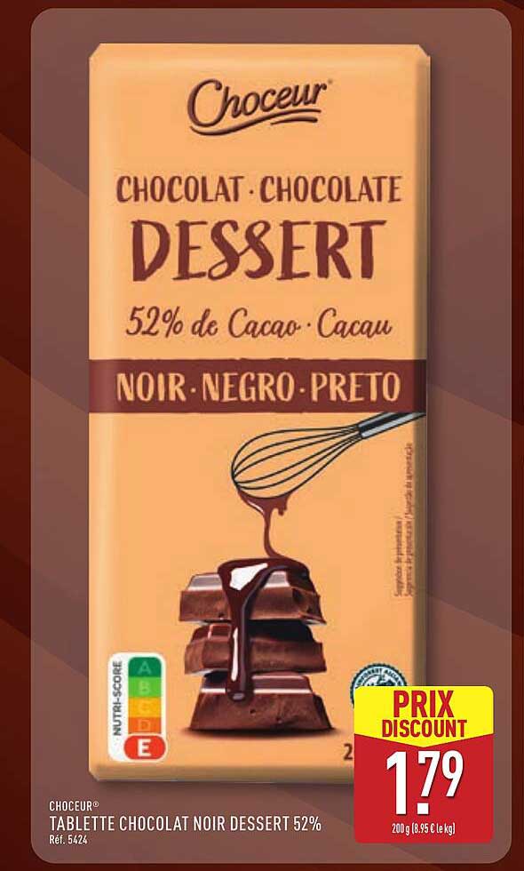 TABLETTE CHOCOLAT NOIR DESSERT 52%