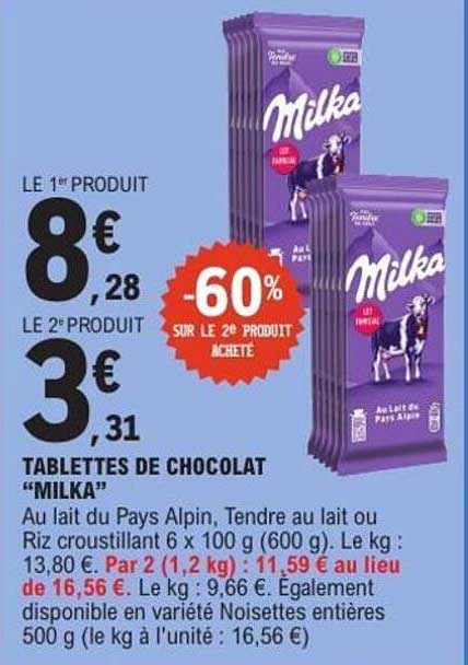 TABLETTES DE CHOCOLAT “MILKA”
