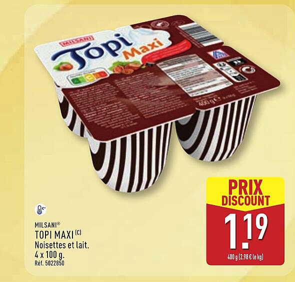 TOPI MAXI Noisettes et lait. 4 x 100 g. Réf. 5022850