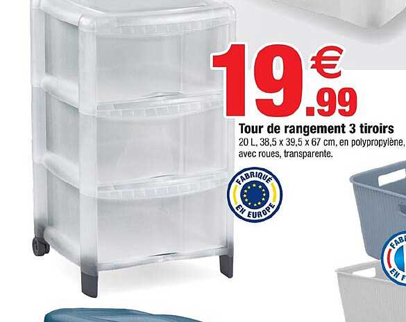 Tour de rangement 3 tiroirs