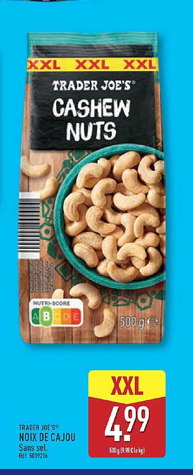 TRADER JOE’S NOIX DE CAJOU Sans sel. Réf. 5019216