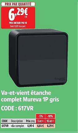 Va-et-vient étanche complet Mureva 1P gris