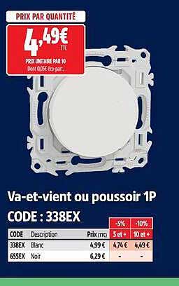 Va-et-vient ou poussoir 1P