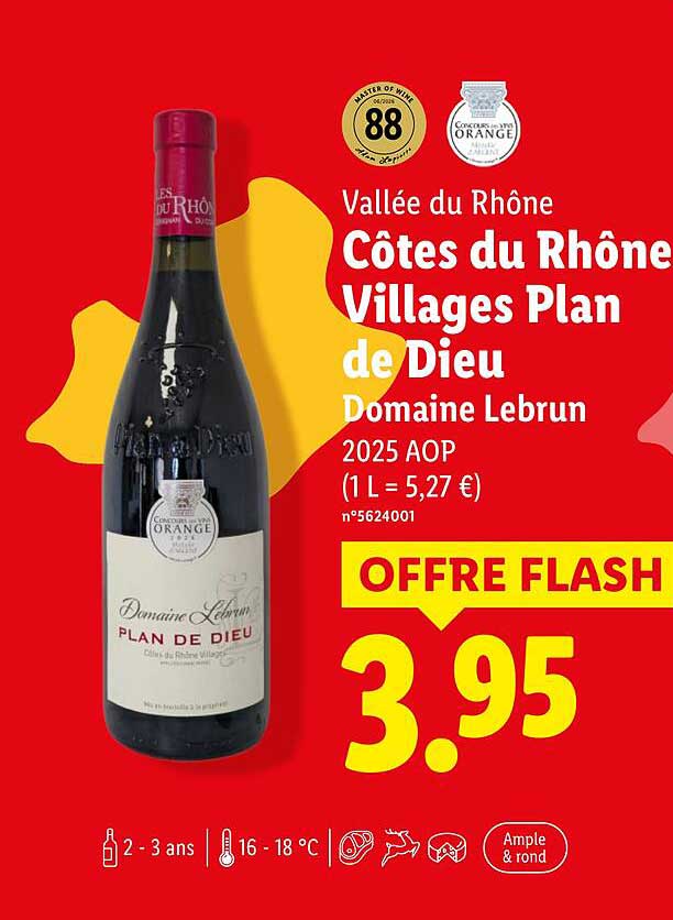 Vallée du Rhône Côtes du Rhône Villages Plan de Dieu Domaine Lebrun 2025 AOP