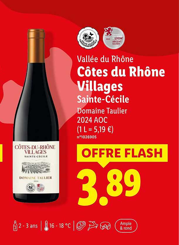 Vallée du Rhône Côtes du Rhône Villages Sainte-Cécile Domaine Taulier 2024 AOC