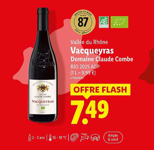 Vallée du Rhône Vacqueyras Domaine Claude Combe BIO 2025 AOP