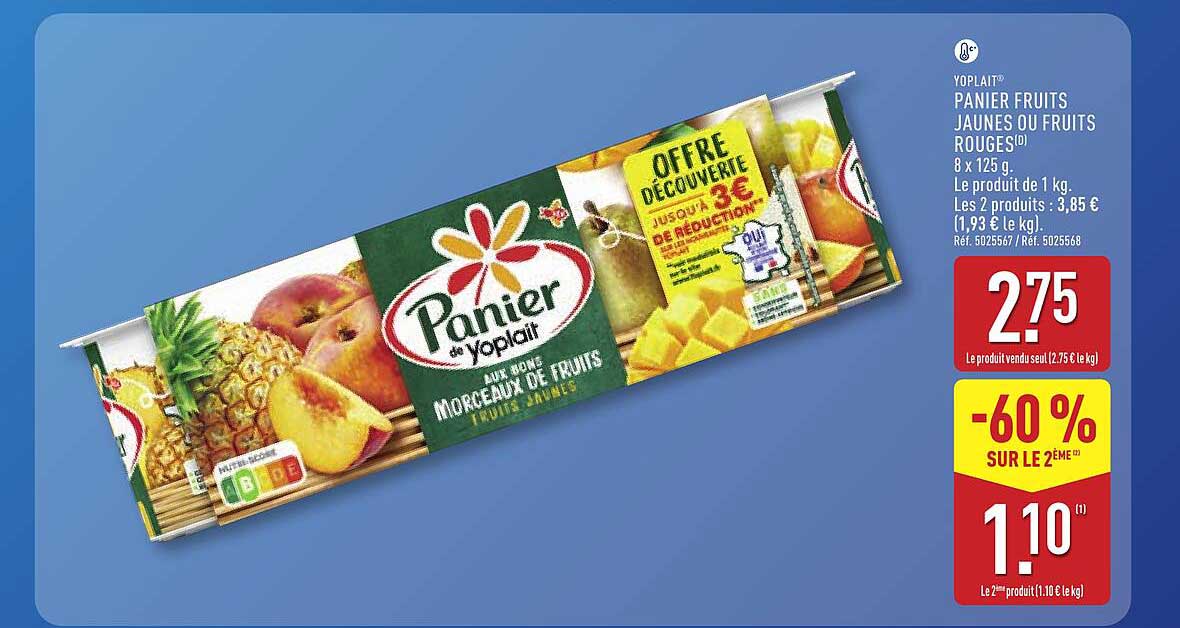 YOPLAIT PANIER FRUITS JAUNES OU FRUITS ROUGES