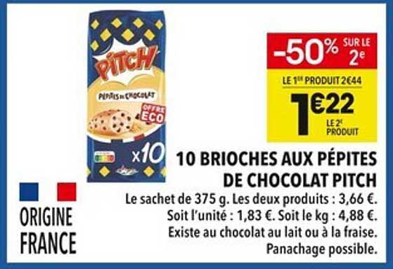 10 BRIOCHES AUX PÉPITES DE CHOCOLAT PITCH