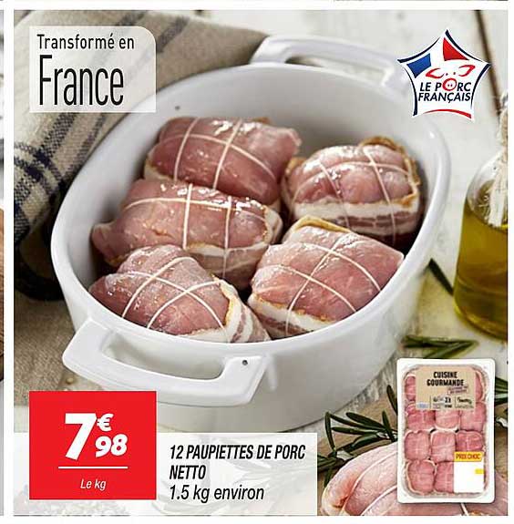 12 PAUPIETTES DE PORC NETTO