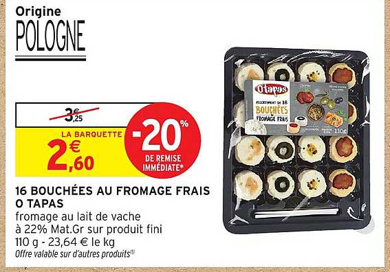 16 BOUCHEES AU FROMAGE FRAIS O TAPAS