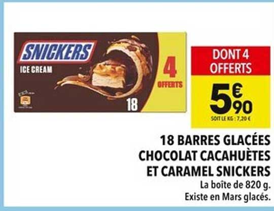 18 BARRES GLACÉES CHOCOLAT CACAHTUÈTES ET CARAMEL SNICKERS