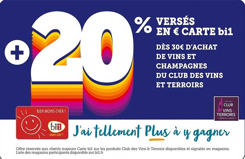 +20% VERSÉS EN € CARTE bi1