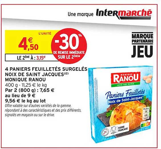 4 PANIERS FEUILLETÉS SURGELÉS NOIX DE SAINT JACQUES